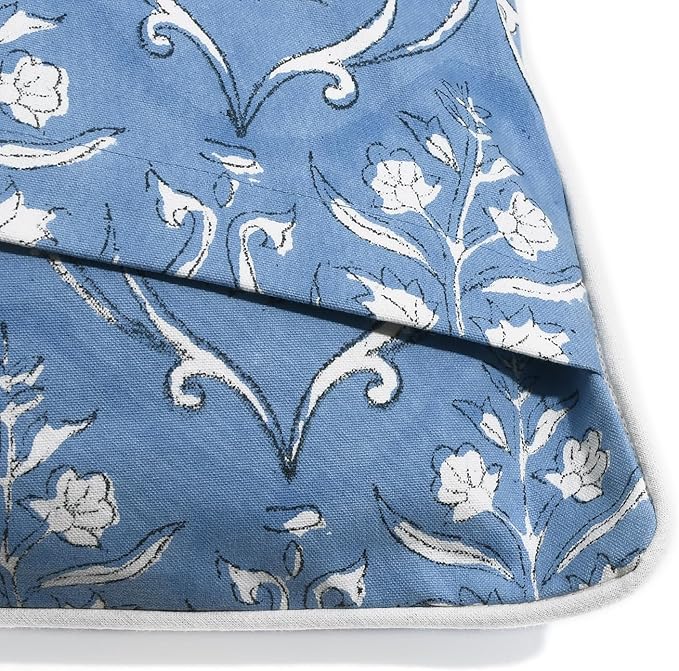 Ridhi Block Print Cornflower Blue Pillow Cover 18" x 18" (Pack of 2) Decorative Couch Pillows for Living Room, Chic Boho Cute Outdoor Pillows Covers Gifts for Spring, Easter and Valentine