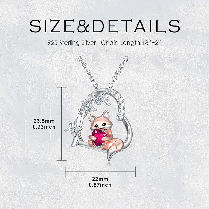 PELOVNY Teddy Bear Necklace for Women 925 Sterling Silver Bear/Highland Cow/Fox/Cat/Axolotl Birthstone Necklace Christmas Birthday Jewelry Gifts for Mom Daughter Wife Sister
