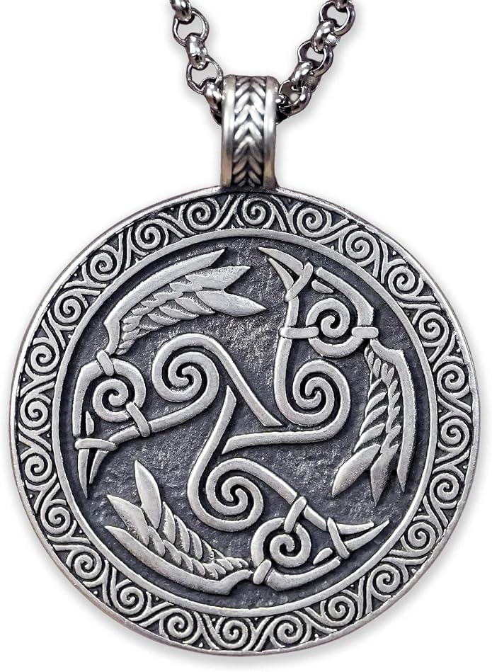 Baldur Jewelry - Viking Raven Crow Bird Necklace - Celtic Norse Odin Bird Raven Hugin Munin Pendant Necklace - Raven Wings Necklace - Raven Jewelry - Raven Skull Pendant - Raven Gifts