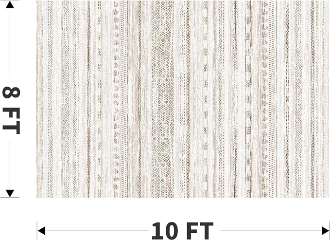 8x10 Area Rugs for Living Room Machine Washable Rug Distressed Indoor Carpet Neutral Moroccan Boho Rug Ultra Soft Area Rug for Bedroom Dining Room Playroom Office, Light Brown