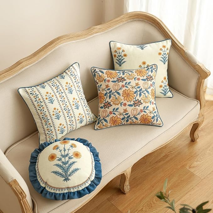 ISAENNE Linen Square Throw Pillow Cover,Set of 2,20"x12"-Estevan B | Designer French Elegant Pillow Cover,Concealed Zipper Design,Sofa,Bedroom,Living Room,Lounge Chairs,All Season Home Decor