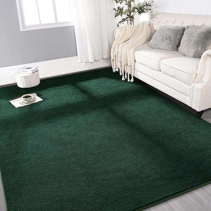 Gifeas Large Ultra Soft Modern Area Rugs for Living Room Bedroom, 4x6 Feet Deep Green Thickened Memory Foam Indoor Solid Minimalist Carpets, Non-Slip Comfy Rug for Boys Girls Nursery Room Home Decor