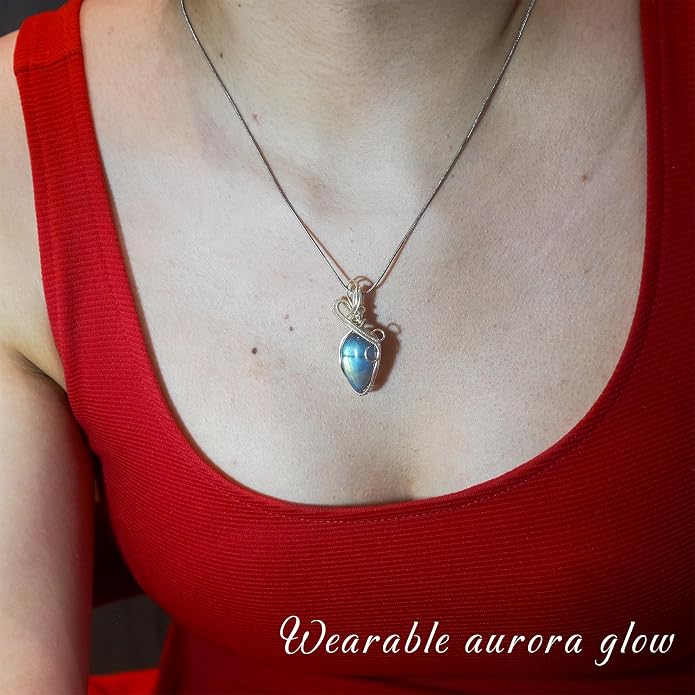 Handmade Wrapped Labradorite Crystal Pendant Necklace - Dainty Charm Copper Wired Necklace, Healing Crystals and Gemstones, Vintage Jewelry for Women, Men's Necklace, Boho Black Stone Protection Birthstone Jewelry