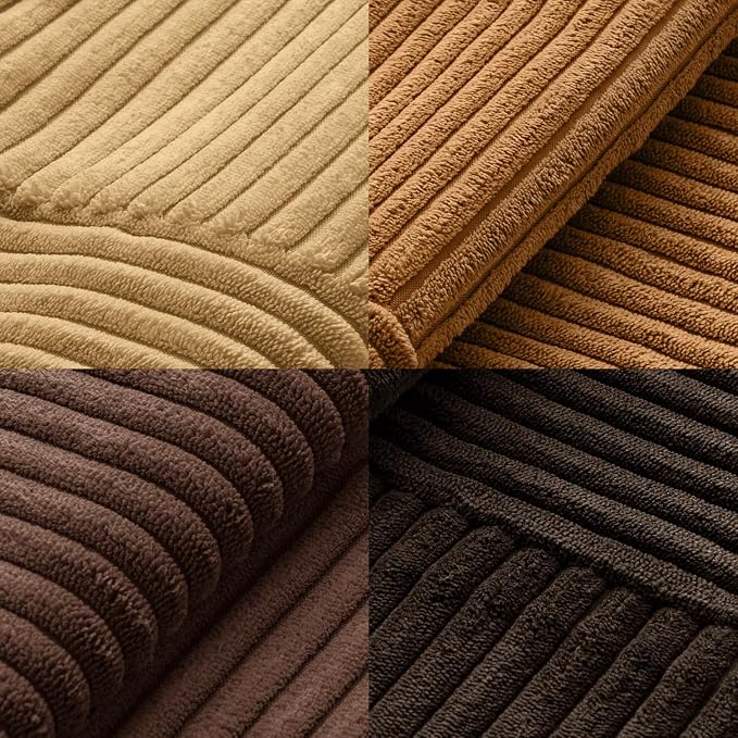 MIULEE Boho Decorative Throw Pillow Covers 20x20 Set of 4 Farmhouse Neutral Cushion Cases Gradient Corduroy Pillow Cases Modern Soft Corduroy Patchwork Home Decor for Couch Sofa Bedroom Camel Brown
