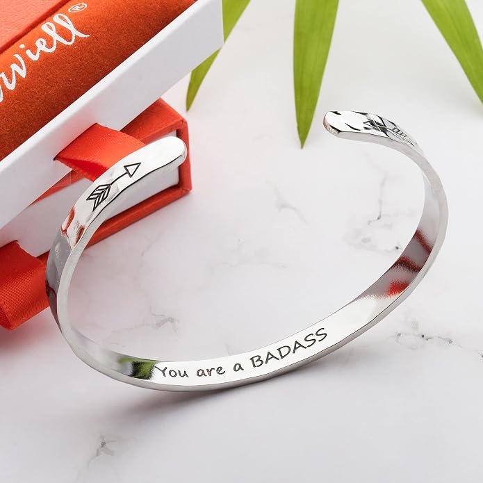 Carviell Bracelet - Gifts for Women – Inspirational, Friendship, Love, Mom, Daughter, Sister, Christian, Graduation, Memorial & Wedding Gifts – 100+ Phrases – Stainless Steel, Gift-Ready