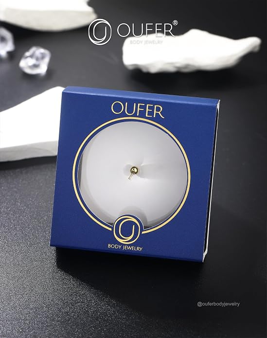 OUFER 14K Solid Gold Clea CZ Replacement Ball Externally Threaded for Belly Button Rings