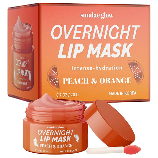 Lip Mask with Peach & Orange – Hydration, Lip Repair for Dry Cracked Lips & Smoothing – Dermatologist Tested, Korean Lip Care – 95% Natural, Clean Beauty, Cruelty-Free – 1 Pack