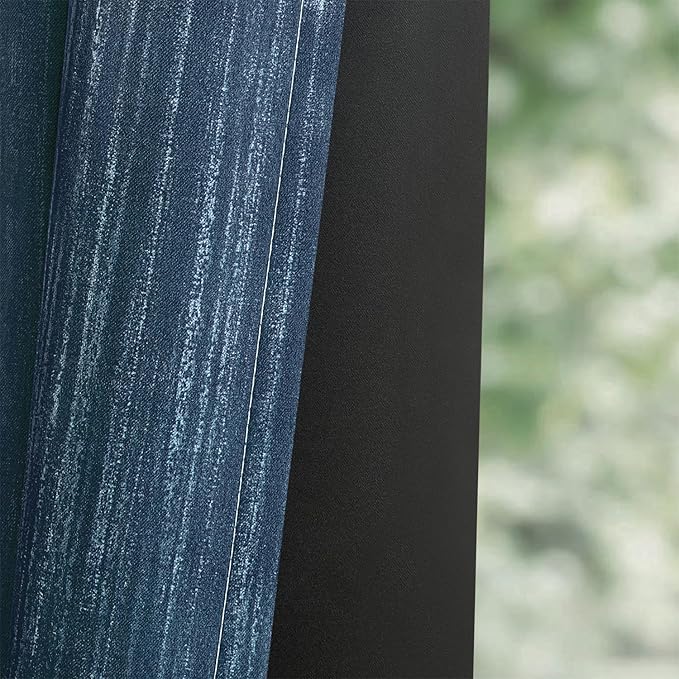 MIULEE Royal Blue and Greyish White Ombre Blackout Curtains, Full Room Darkening Thermal Insulated 90 Inches Long Drapes for Bedroom/Living Room Grommet Window Treatments Modern 52Wx90L, Set of 2