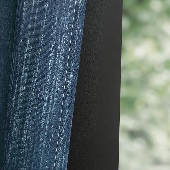 MIULEE Royal Blue and Greyish White Ombre Blackout Curtains, Full Room Darkening Thermal Insulated 54 Inches Long Drapes for Bedroom/Living Room Grommet Window Treatments Modern 52Wx54L, Set of 2