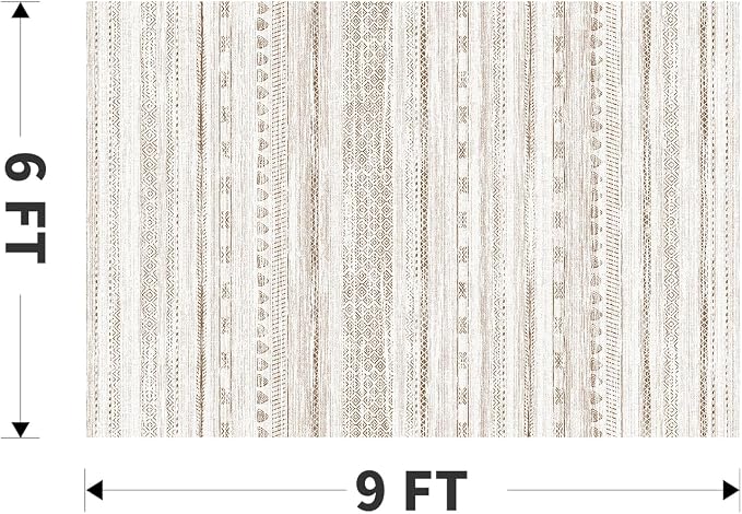 6x9 Area Rugs for Living Room Machine Washable Rug Distressed Indoor Carpet Neutral Moroccan Boho Rug Ultra Soft Area Rug for Bedroom Dining Room Playroom Office, Brown