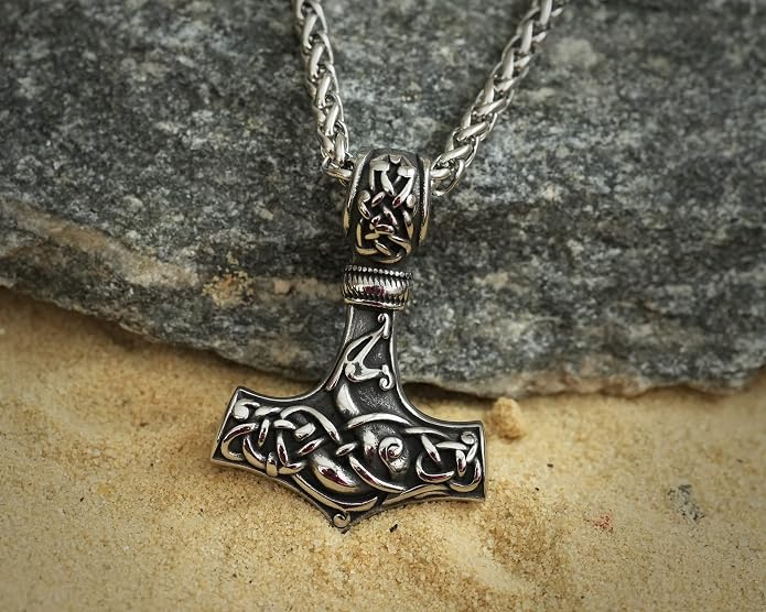 Baldur Jewelry - Thors Hammer Necklace Pendant Mjölnir - Viking Norse Thor Hammer Pendant Viking Jewelry - Thor Necklace - Thor Gifts for Men - Viking Necklace for Men