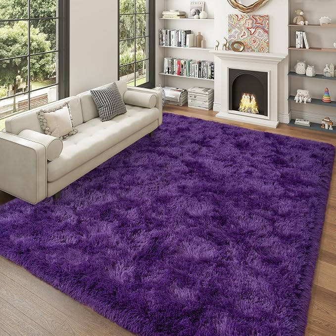 Dssimo 10x14 Area Rugs for Living Room Fluffy Large Purple Rugs | Soft Fluffy Shag Indoor Floor Carpet for Kids,Girls Boys and Teens Decorations Aesthetic for Dorm Nursery Classroom
