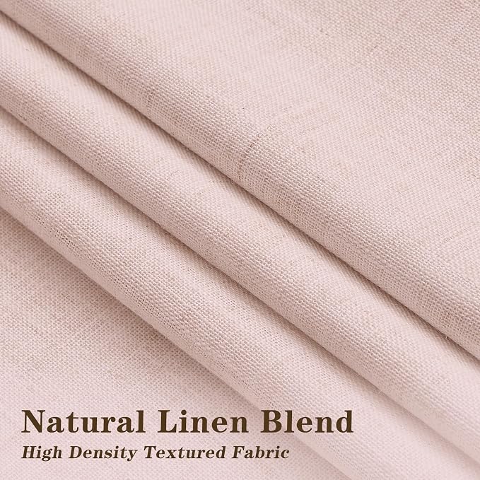 IVAPUPU Pink Pinch Pleated Full Blackout Linen Curtains for Girls Bedroom, Black Out Curtains 102 Inches Long Room Darkening Thermal Insulated Pleat Drapes Baby Pink Dusty Blush for Nursery, 2 Panels