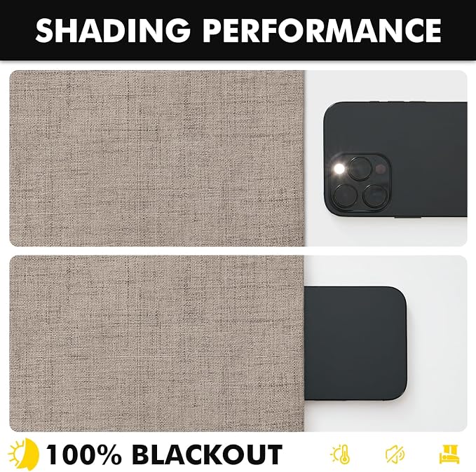 MIULEE 100% Blackout Linen Curtains for Bedroom 42 x 72 Inch 2 Panels | Thermal Insulated, Room Darkening Drapes for Living Room, Back Tab Rod Pocket Pinch Pleated, Solid Luxury Decor
