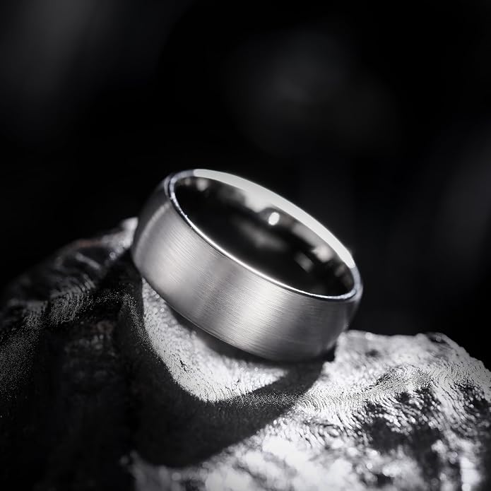King Will Wedding Band for Men Women, 2/4/6/7/8mm Domed Matte Brushed Tungsten Carbide Rings, Solid/Dual Color Engagement Rings, Comfort Fit
