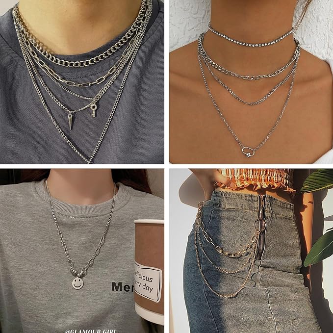 Kyutong Twist Curb Link Chain Bulk Silver Jewelry Making Chain Supplies 16.4 Feet Stainless Steel Chain Roll Making Craft DIY Bracelet Ankle with Lobster Clasps and Jump Rings