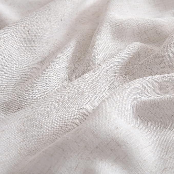 MIULEE White Linen Curtains 63 Inch Length 2 Panels for Bedroom Living Room, Soft Thick Linen Textured Natural Kitchen Window Drapes Semi Sheer Light Filtering Back Tab Rod Pocket Burlap Look Decor