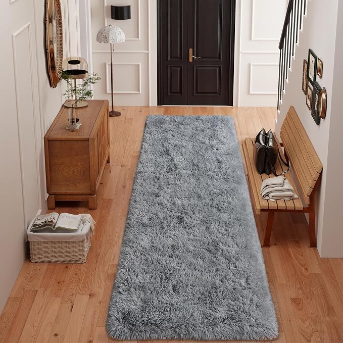Dssimo Super Soft Runner Rugs for Hallway 2x6 Grey Area Rugs, | Soft Fluffy Shag Non-Slip Carpet for Kids,Girls Boys and Teens Decorations for Living Room Dorm Nursery Classroom