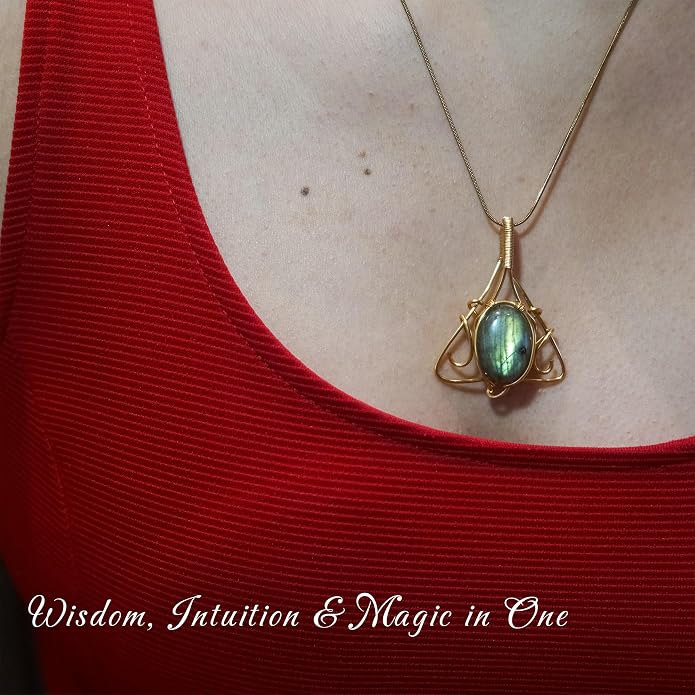 Natural Faceted Labradorite Pendant Necklace – Unique Stone of Magic & Transformation, Iridescent Flash Gemstone Jewelry, Handmade Healing Crystal Gift for Women, Birthday, Anniversary, Spiritual Awakening & Intuition