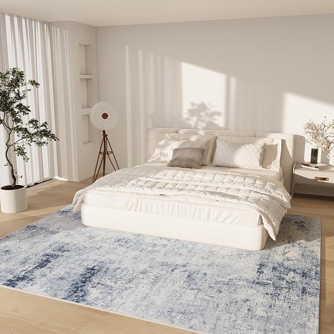 8x10 Area Rugs for Living Room: Washable Rug Non Slip Low Pile Soft Faux Wool Non Shedding Vintage Large Carpet Rugs for Bedroom Dining Room Kitchen Nursery Under Table Home Office Farmhouse Indoor