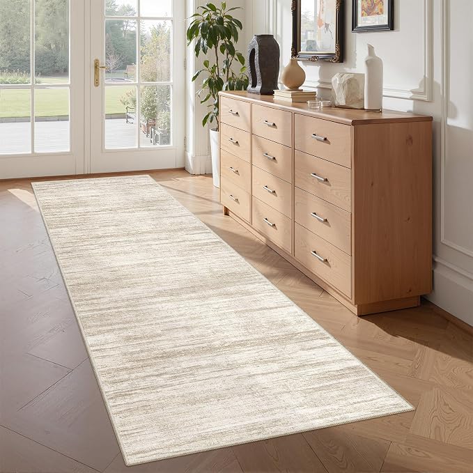 2x6 Runner Rug Non Slip,Washable Hallway Runner Rug,Brown | Neutral Rugs for Kitchen,Entryway,Bedroom,Bathroom,Nursery Room,Thin,Soft Runner Rug,Stain Resistant Indoor Carpet