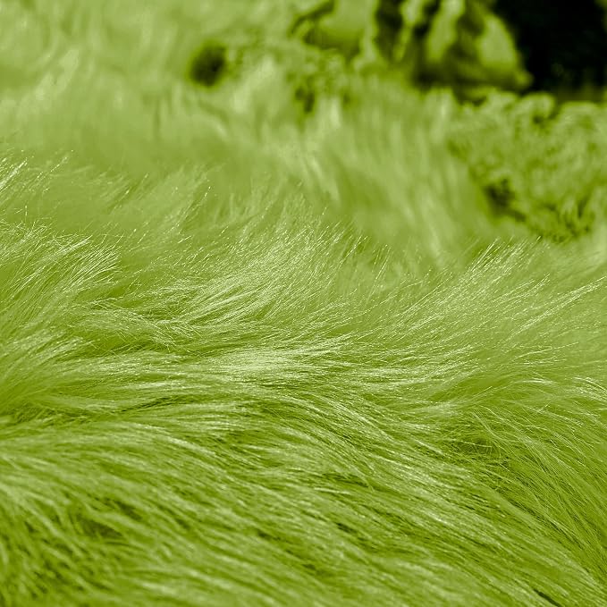 Goolela Lime Green Circle Area Rug 5ft Round Fluffy Faux Fur Rug for Bedroom Living Room Playroom Fuzzy Furry Soft Washable