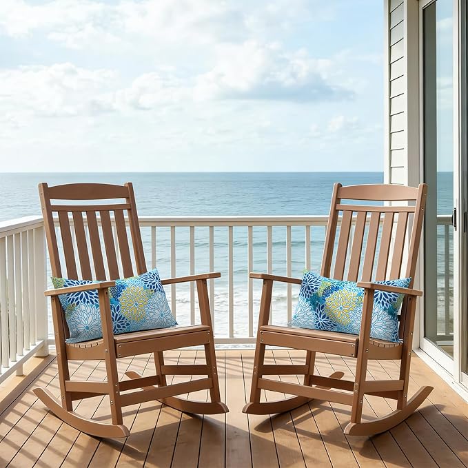 Pack of 2 Outdoor Lumbar Pillow Covers, All Weather Cushion Pillow Cases 12x20 Inch, Pillowcase for Patio Couch Decoration, Dahlia Blue