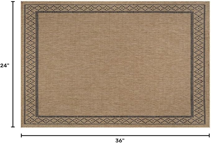 Luul Home Easy Jute Rugs 2x3 Frame Natural Color Living Room Indoor Outdoor Door Mat for Patio and Kitchen Rug High Traffic Washable Easy to Clean Solid Boho Woven Design Carpet (2 x 3)