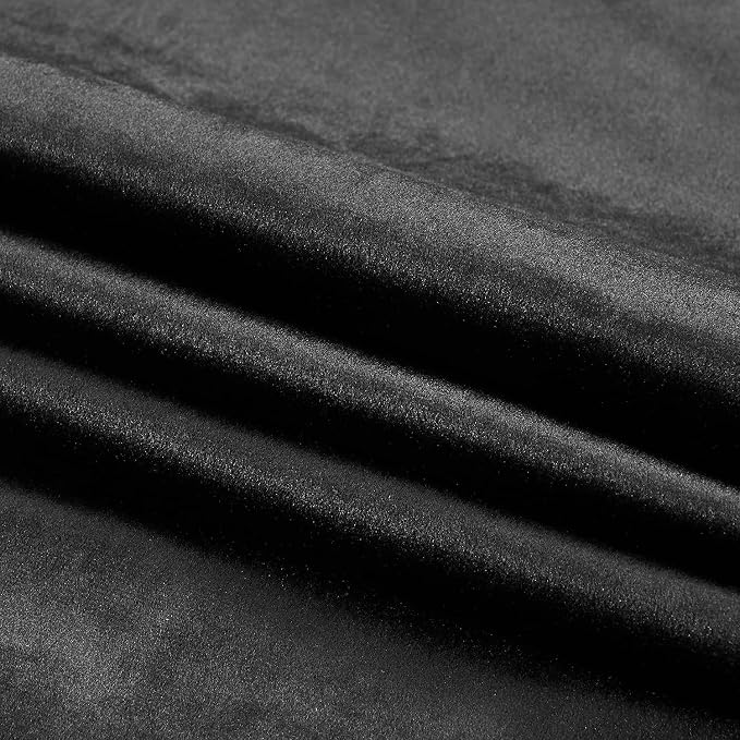 PRIMROSE Black Curtains 90 inch for Living Room Velvet Drapes Blackout Rod Pocket Back Tab Window Treatment Semi Room Darkening Decor Curtains for Bedroom Set of 2 Panels