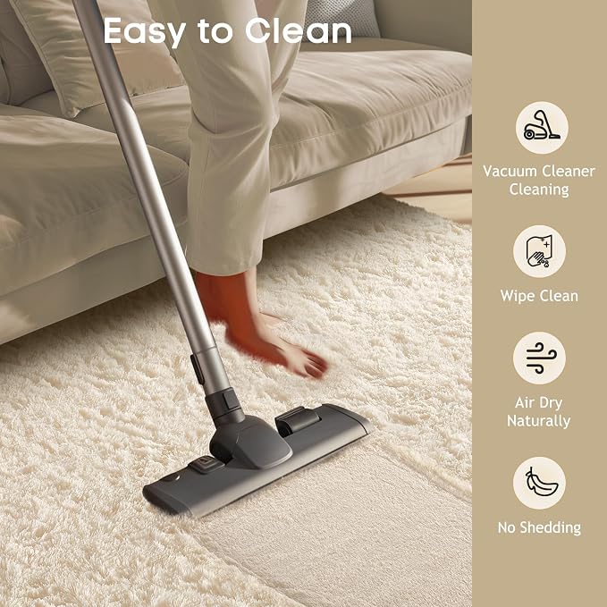 Ophanie Rugs for Living Room, Upgrade Non-Slip Fluffy Soft 5x8 Area Rug, Shag Large Fuzzy Plush Carpets for Bedroom Light Ivory, Shaggy Kids Dorm Home Decor with Over 99 pcs Pile fibers