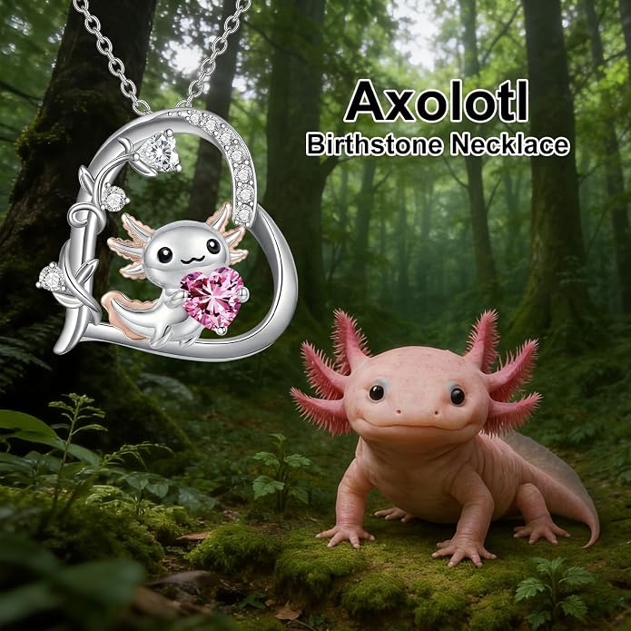 PELOVNY Teddy Bear Necklace for Women 925 Sterling Silver Bear/Highland Cow/Fox/Cat/Axolotl Birthstone Necklace Christmas Birthday Jewelry Gifts for Mom Daughter Wife Sister