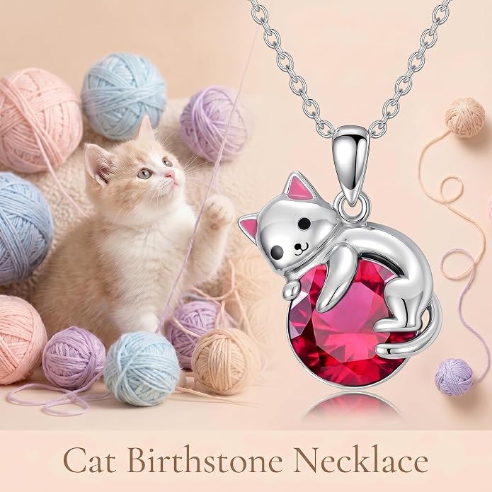 PELOVNY Teddy Bear Necklace for Women 925 Sterling Silver Bear/Highland Cow/Fox/Cat/Axolotl Birthstone Necklace Christmas Birthday Jewelry Gifts for Mom Daughter Wife Sister