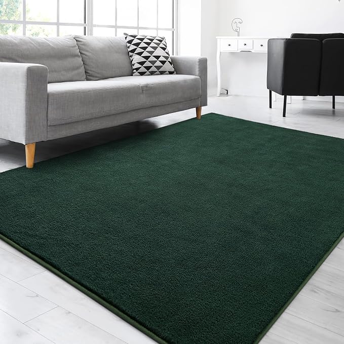 Gifeas Large Ultra Soft Modern Area Rugs for Living Room Bedroom, 4x6 Feet Deep Green Thickened Memory Foam Indoor Solid Minimalist Carpets, Non-Slip Comfy Rug for Boys Girls Nursery Room Home Decor