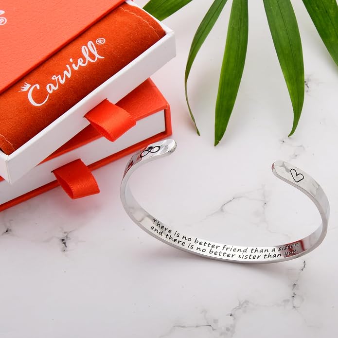 Carviell Bracelet - Gifts for Women – Inspirational, Friendship, Love, Mom, Daughter, Sister, Christian, Graduation, Memorial & Wedding Gifts – 100+ Phrases – Stainless Steel, Gift-Ready