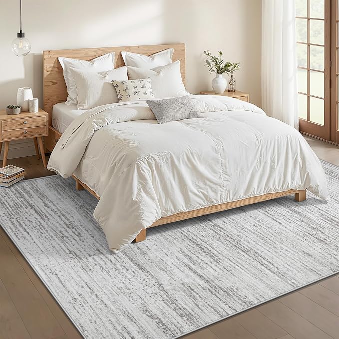 Area Rug 6x9 Living Room Rugs: Washable Modern Rug Non-Slip Soft Rugs Stain Resistant Printed Rug Indoor Carpet for Bedroom Kitchen Dining Room Nursery Home(Grey, 6'x9')