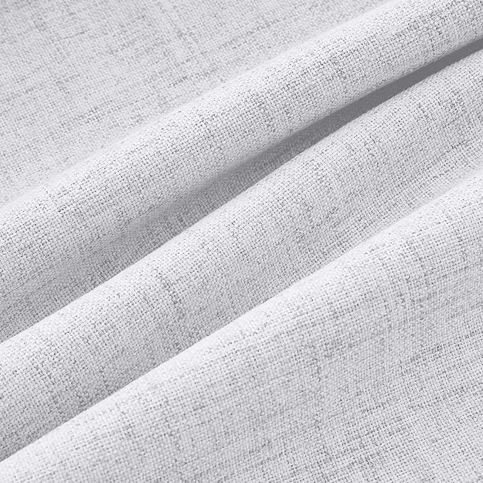 MIULEE 100% Blackout Linen Curtains 42 x 72 Inch Grayish White 2 Panels | Thermal Insulated, Room Darkening Drapes for Bedroom Living Room, Back Tab Rod Pocket Pinch Pleated, Solid Luxury Decor
