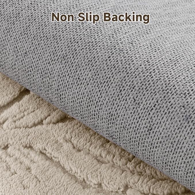 Pauwer Area Rugs for Living Room 8x10, Machine Washable Non Slip Rug, Beige | Neutral Boho Modern, Soft Fluffy Indoor Floor Carpet, For Bedroom Dining Room Nursery Kids Room Dorm