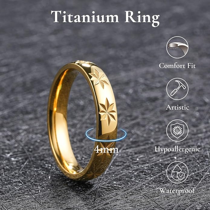 King Will Men's Women's Tungsten Carbide Ring 24k Gold Plated Rose Gold Plated Domed Polished Finish Wedding Band