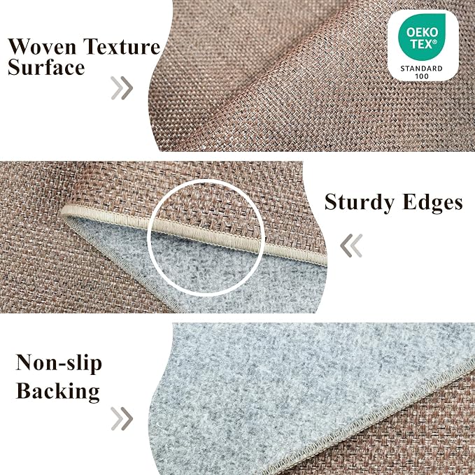 3x15 Jute Like Long Runner: Non-Slip Washable Low Pile Kitchen Hallway Rugs | Farmhouse Carpet for Pet Owners & Busy Families - Indoor Runners Ideal for Entryway Bedroom - Durable Home Decor (Beige,3x15)