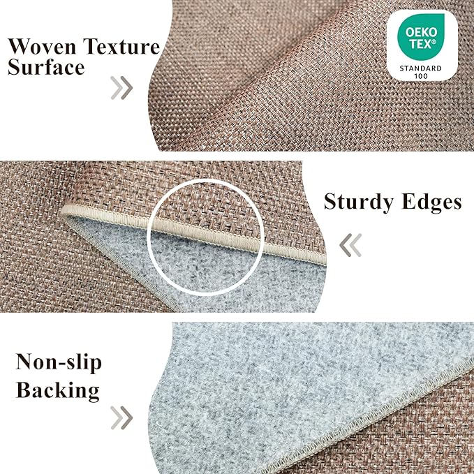 3x10 Runner Rug Hallways Washable: Non Slip Kitchen Extra Long Jute Runners | Carpet Bathroom Office Laundry Dining Living Room Durable Floor Mat Boho Farmhouse Decor Indoor Textured Classic (Beige,3x10)