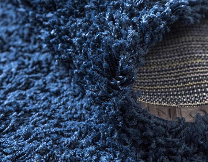 Unique Loom Solid Shag Collection Area Rug (8' x 10' Rectangle, Sapphire Blue/ Navy Blue)