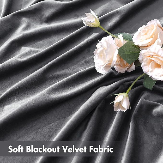 MIULEE Grey Velvet Curtains Thermal Insulated Blackout Curtain Drapes for Bedroom Living Room Darkening 108 Inches Long Curtains Panels Rod Pocket Set of 2 | Luxurious Bedroom Living Room Decor, Room Darkening, Thermal Insulated, Rod Pocket Design, Sup...