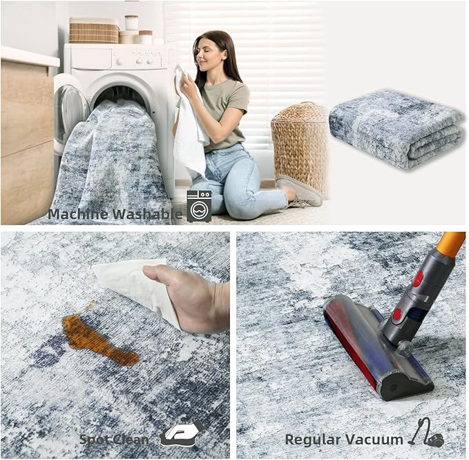2x3 Washable Small Entryway Rugs: Modern Rug Non Slip Door Mat Indoor Entrance Soft Low Pile Throw Rugs for Inside Front Door Floor Bedroom Bedside Kitchen Dorm Entry Home Office