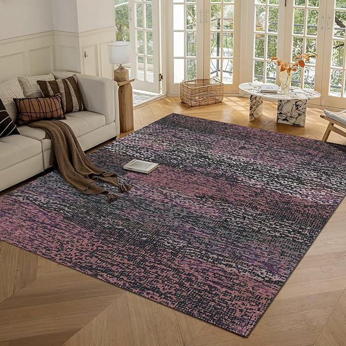 RUGSURE Washable Area Rug - 1/6 Thick - Stain & Water Resistant Non-Slip - Resistant Rug for Living Room, Bedroom, Nursery, Pet & Child Friendly, Vintage Charm Area Rugs (Burgundy, 3' x 5 ')