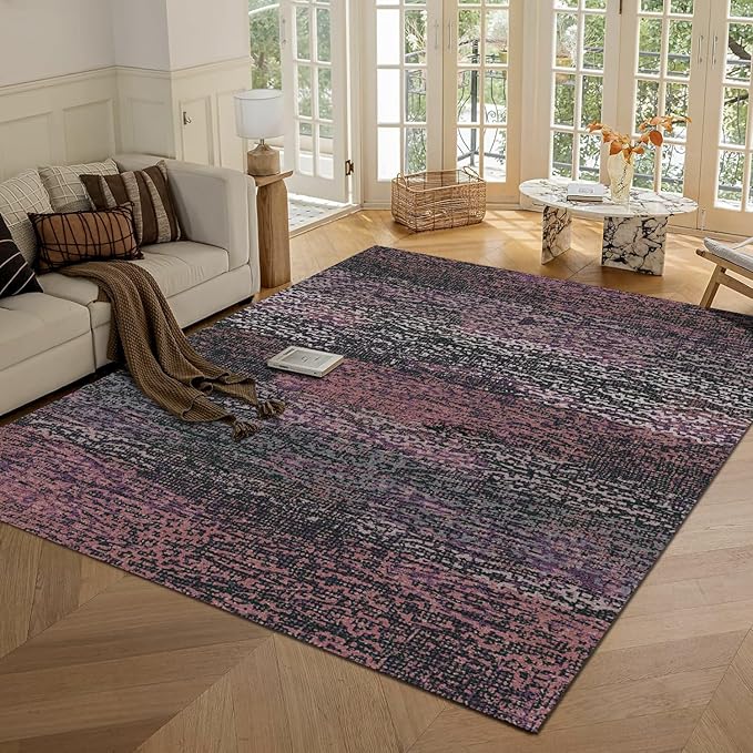 RUGSURE Washable Area Rug - 1/6 Thick - Stain & Water Resistant Non-Slip - Resistant Rug for Living Room, Bedroom, Nursery, Pet & Child Friendly, Vintage Charm Area Rugs (Burgundy, 9' x 12')