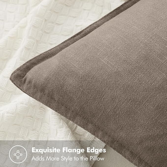 MIULEE Decorative Linen Pillow Covers 18x18 Inch Dune | Boho Farmhouse Fall Autumn Couch Throw Pillows for Bed, Pack of 2 Accent Modern Pillowcases, Sofa Livingroom Home Decor