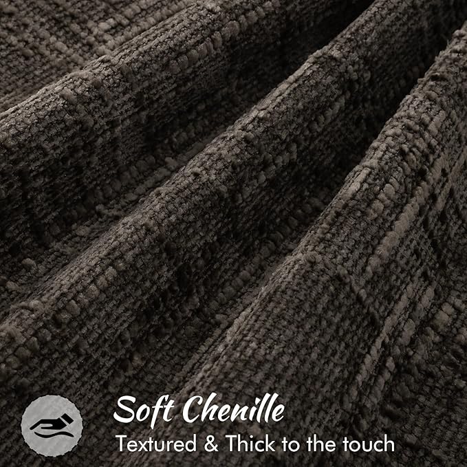 decorUhome Chenille Throw Pillow Covers 16x16 Set of 2,Chocolate | Soft Texture, Slubby Modern Design, Flange Edges, Cozy Accent Pillow Covers for Couch, Sofa, Bed, Living Room