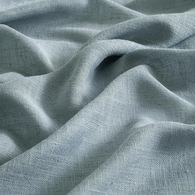 MIULEE Dusty Blue Linen Curtains 84 Inch Length 2 Panels for Bedroom Living Room, Soft Thick Linen Textured Window Drapes Semi Sheer Light Filtering Back Tab Rod Pocket Burlap Look, 37x84 Inches
