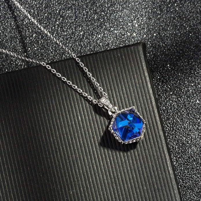 EVEVIC Color Changing Cubic Austrian Crystal Pendant Necklaces for Women 14K Gold Plated Hypoallergenic Jewelry