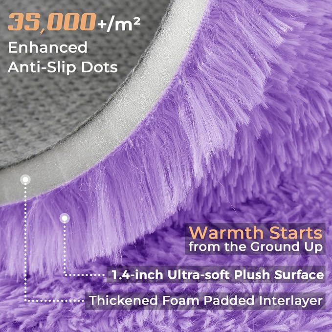 OPPODREAM 4x6 Light Purple Rugs for Bedroom, Ultra-Soft Fluffy Area Rugs for Living Room, 4 x 6 Shag Carpet for Nursery, Kids, Girl, Boy, Baby, Plush, Fuzzy, Shaggy, Cute Home Decor